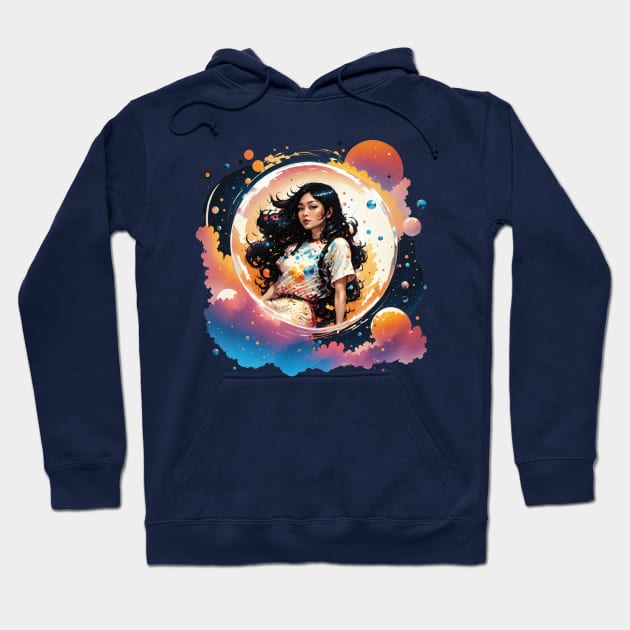 Cute Space Girl in a Bubble Hoodie by Ebb And Flow